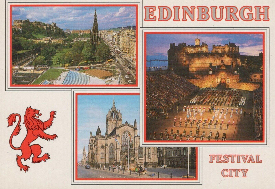 Scotland Postcard - Edinburgh - Princes Street, Military Tattoo, St Giles RRR39