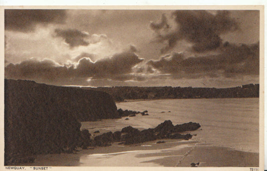 Cornwall Postcard: Sunset Coastline Waves Sea View Newquay TZ1163