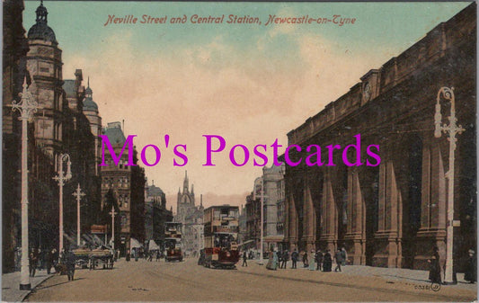 Northumberland Postcard - Newcastle On Tyne, Neville Street & Station  HM403