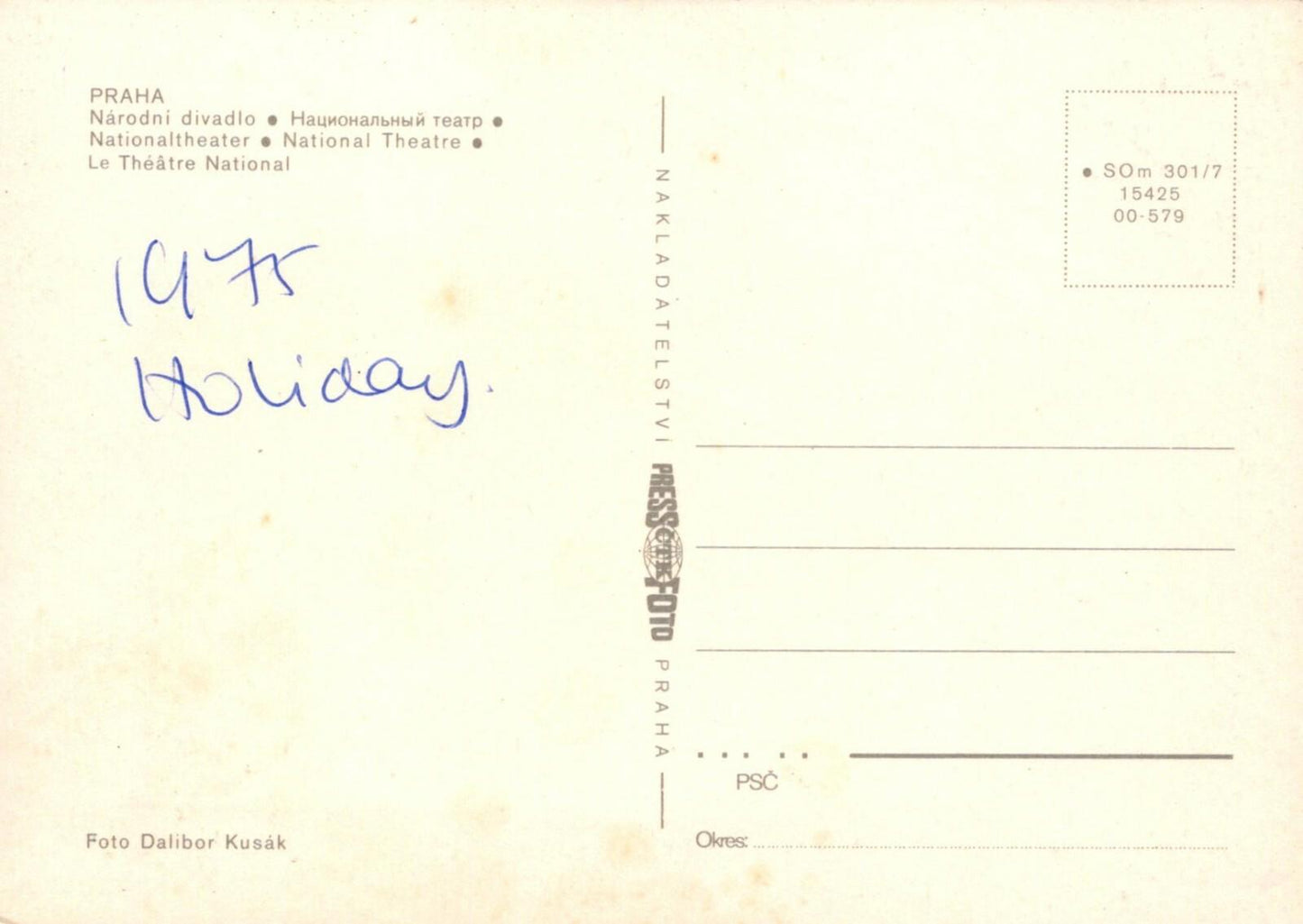 Czech Republic Postcard - Praha - National Theatre   RRR387