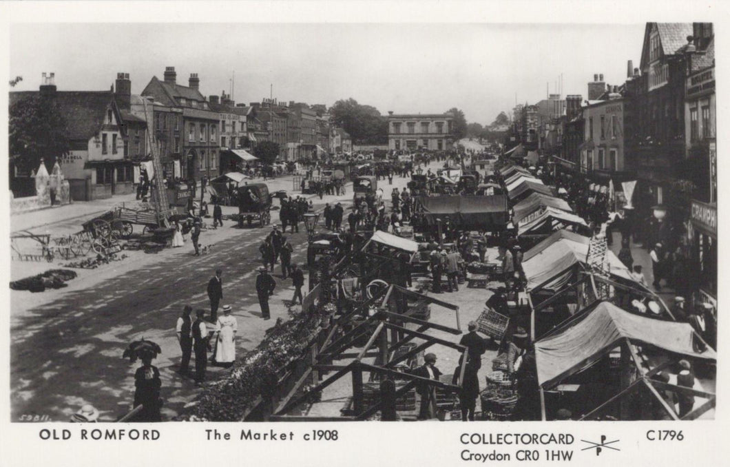 London Postcard - Havering, Old Romford, The Market c1908 - XT6