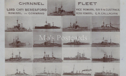 Naval History Postcard - Montage of The Royal Navy Channel Fleet Ships  XT74