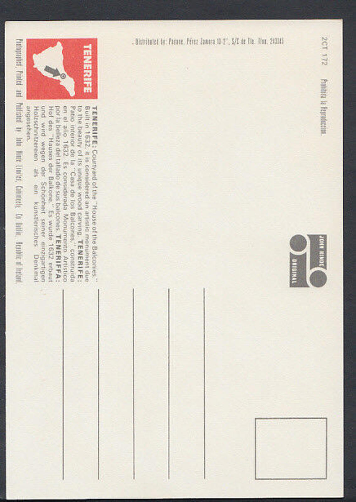 Spain Postcard - La Orotava, Tenerife, Canary Islands   RR2251