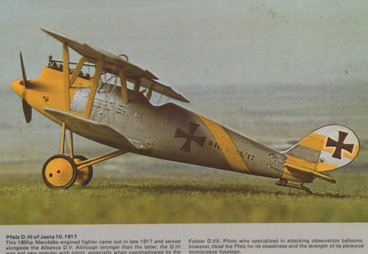 Military Aviation Postcard - Pfalz D.III of Jasta 10, 1917 Aeroplane    RR9808