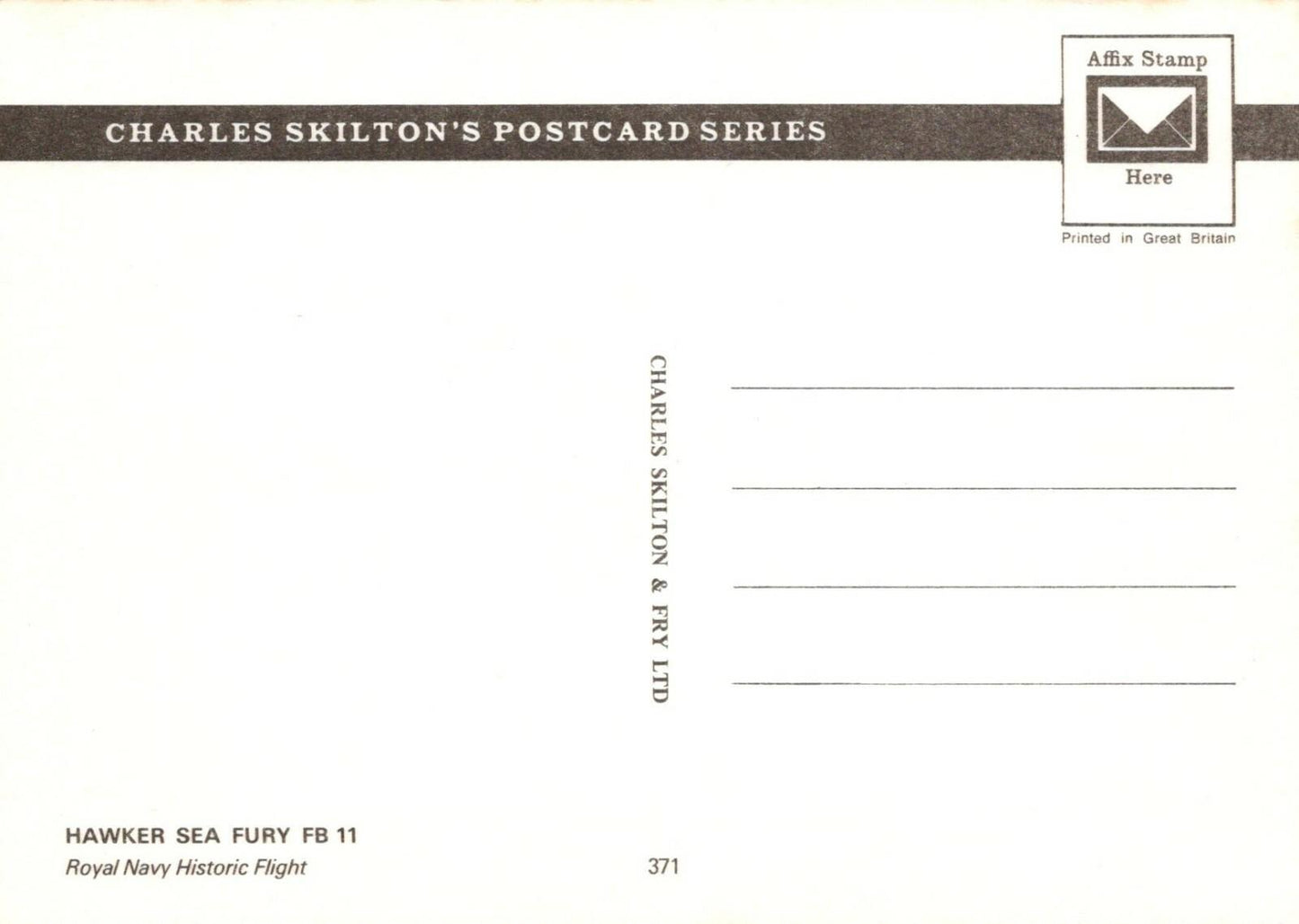 Military Aviation Postcard - Hawker Sea Fury FB 11 Aeroplane RR9823