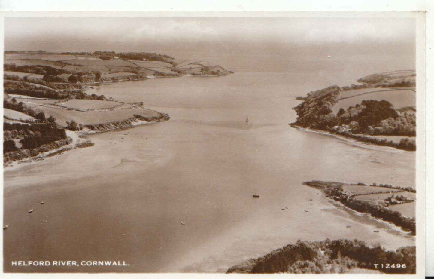 Cornwall Postcard: Helford River Aerial View Coastal Estuary Landscape 19550A