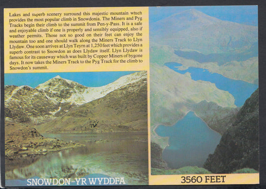 Wales Postcard - Snowdon - Yr Wyddfa, 3560 Feet, Gwynedd   RR5778
