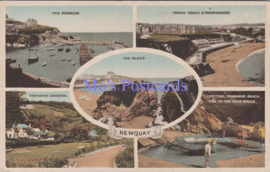 Cornwall Postcard - Newquay Harbour, Trenance Gardens, Towan Beach DC2068