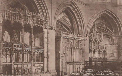 Gloucestershire Postcard - Tewkesbury Abbey - The Warwick & Founders.... RS24462