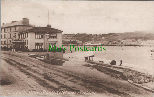 Cornwall Postcard - Falmouth, Green Bank Hotel & Flushing. Posted 1919 -  DC1493