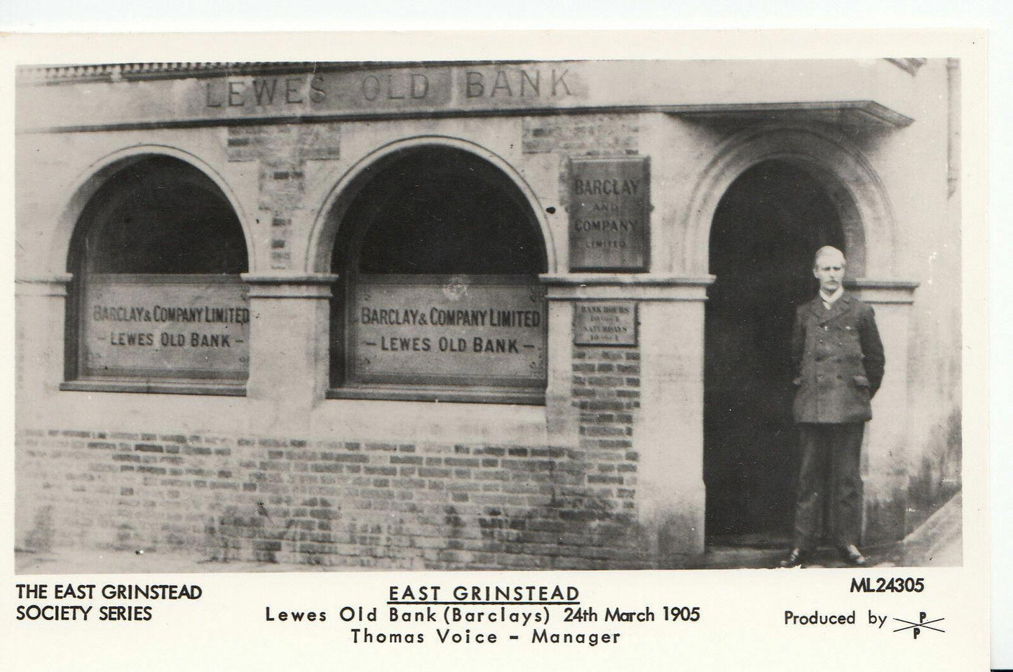 Sussex Postcard - East Grinstead, Lewes Old Bank (Barclays) March 1905 - 8664