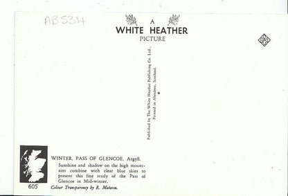 Scotland Postcard - Winter, Pass of Glencoe, Argyll  AB534
