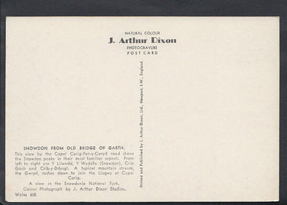 Wales Postcard - Snowdon From Old Bridge of Garth   RR2379