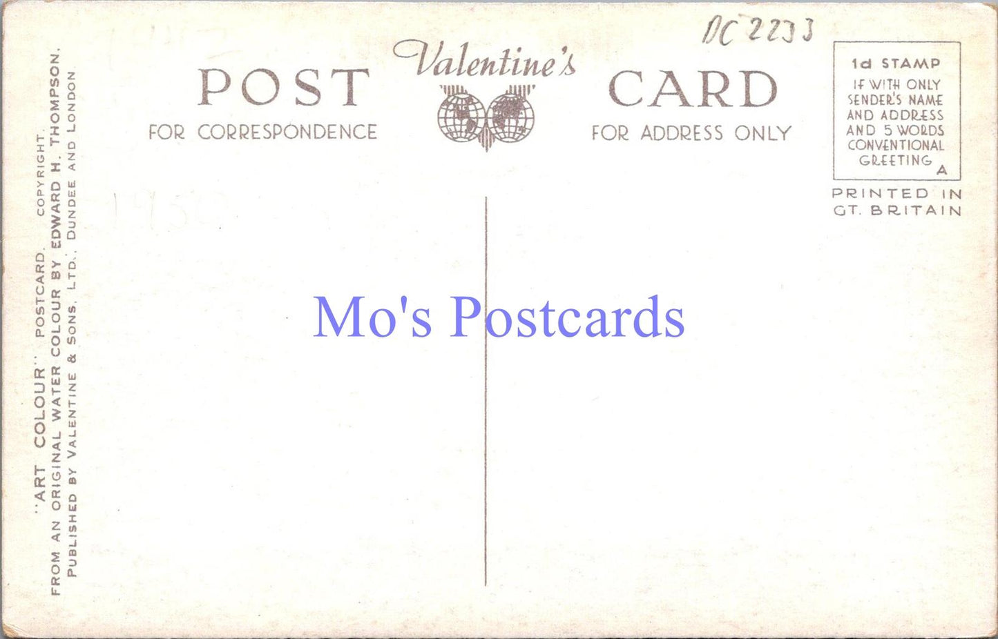 Scotland Postcard - Head of Loch Fyne, Artist E.H.Thompson  DC2233