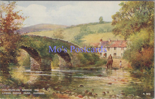 Devon Postcard - Malmsmead Bridge & Lorna Doone Farm, Artist Brian Gerald DC2171