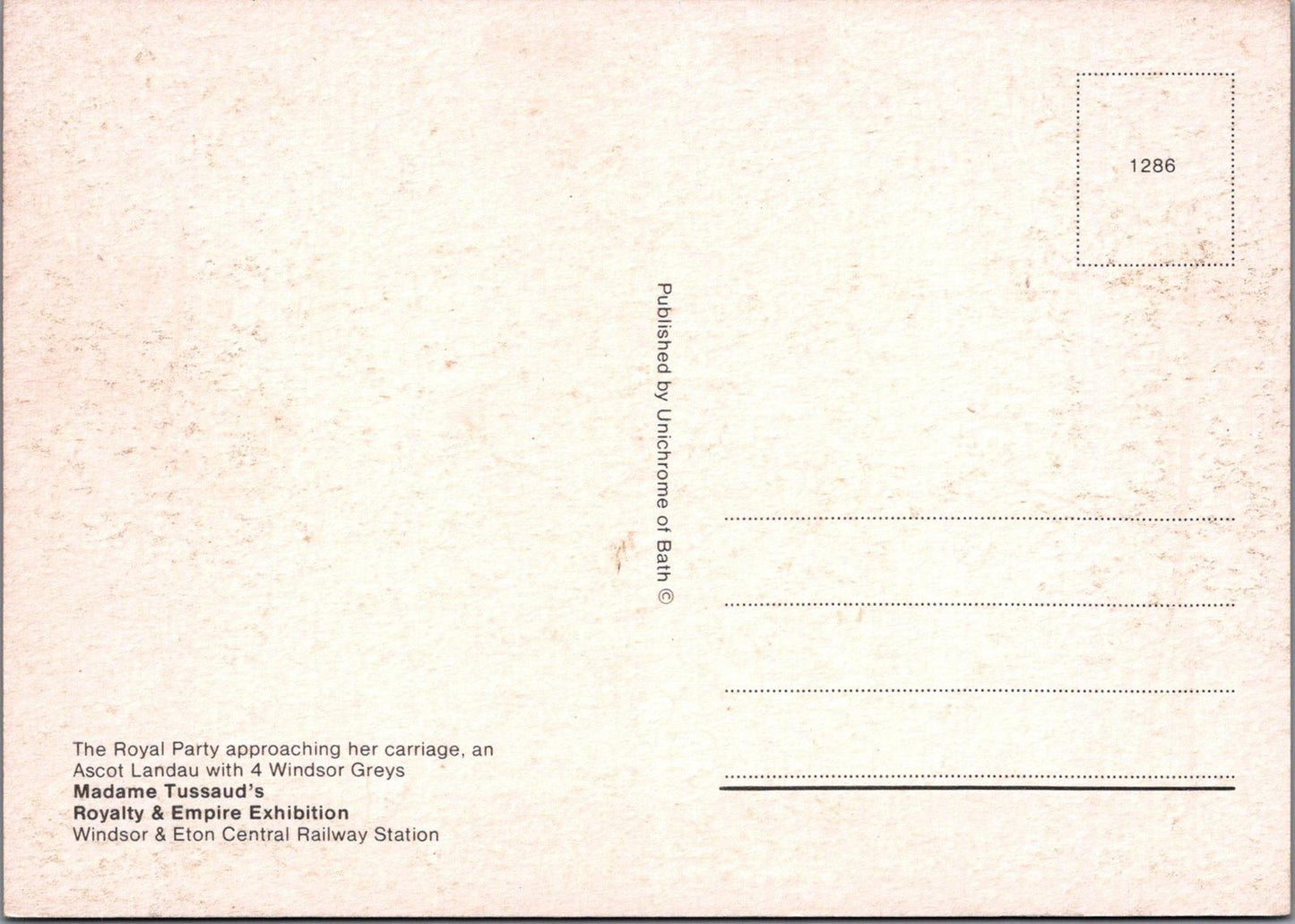 Madame Tussauds Postcard - Royalty & Empire Exhibition RR19950