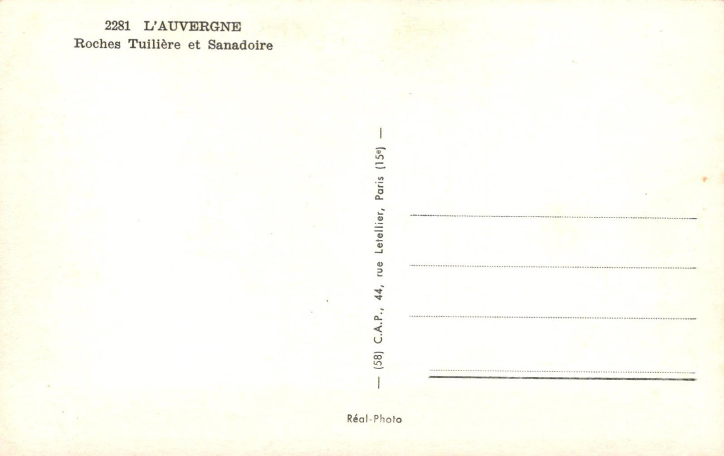 France Postcard-Roches Tuilière et Sanadoire, Massif Central Mountain Range XT39