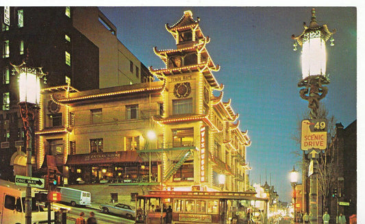 America Postcard - San Francisco's Chinatown at Night  SL623