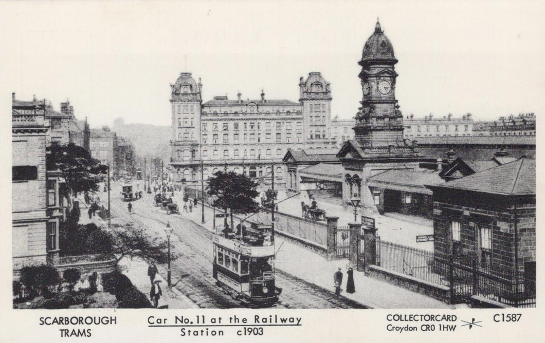 Yorkshire Postcard - Scarborough Trams, Car No 11 at The Railway Station - XT4