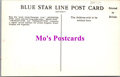 Shipping Postcard - Blue Star Super Cargo Passenger Liner Argentina Star  HM123