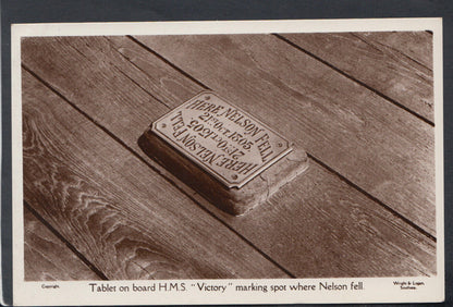 Hampshire Postcard - Tablet on Board HMS Victory, Portsmouth Dockyard RS18563