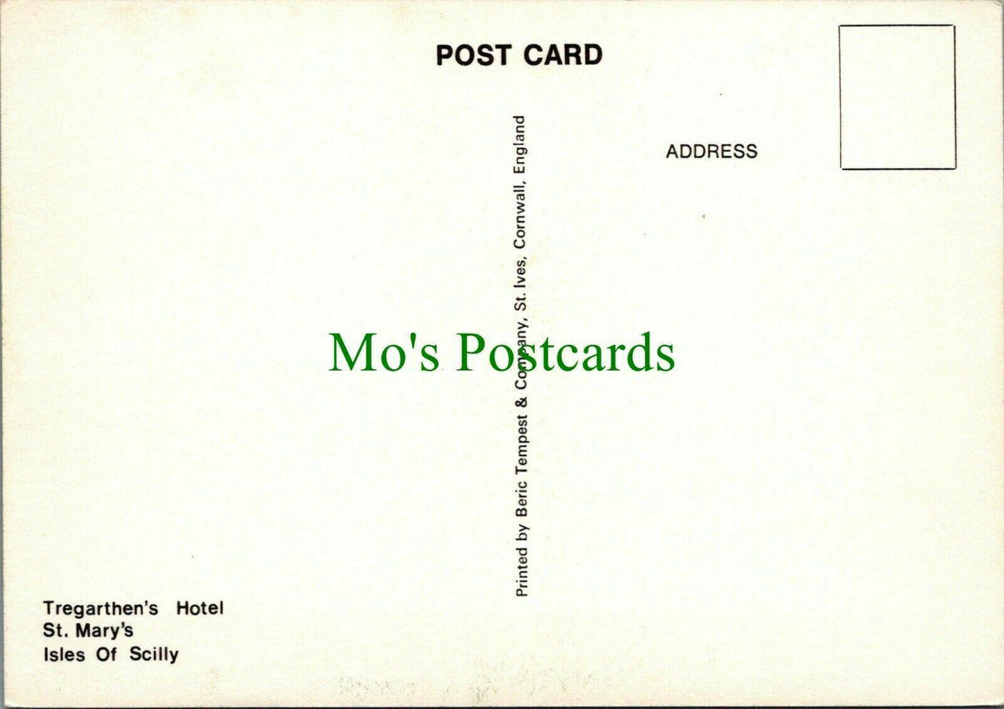 Isles of Scilly Postcard - Tregarthen's Hotel, St Mary's RR12309