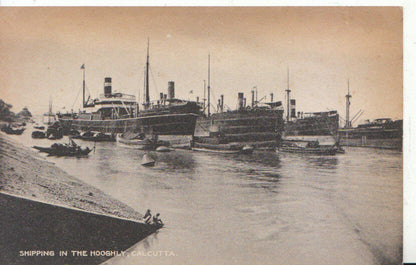 India Postcard: Vintage Shipping on the Hooghly River, Calcutta, Steamships 3597A