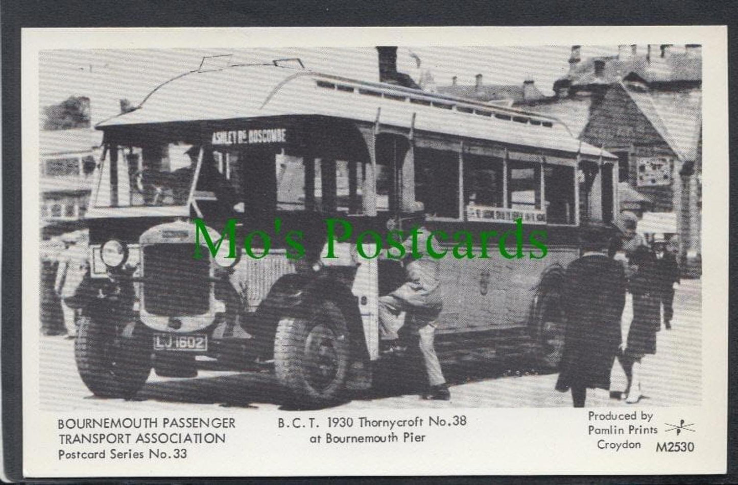 Transport Postcard - B.C.T.1930 Thornycroft Bus at Bournemouth Pier SW3887