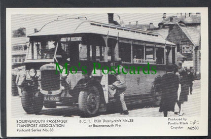 Transport Postcard - B.C.T.1930 Thornycroft Bus at Bournemouth Pier SW3887