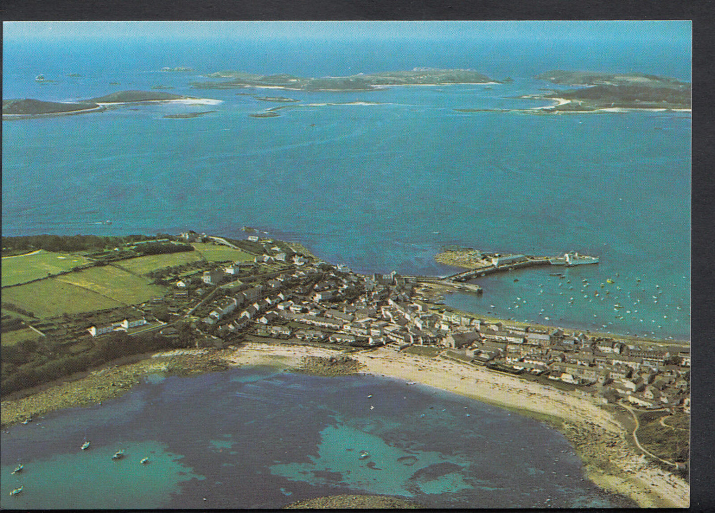 Cornwall Postcard: St Mary's Isles Of Scilly Aerial View Hugh Town 1970’s B2946