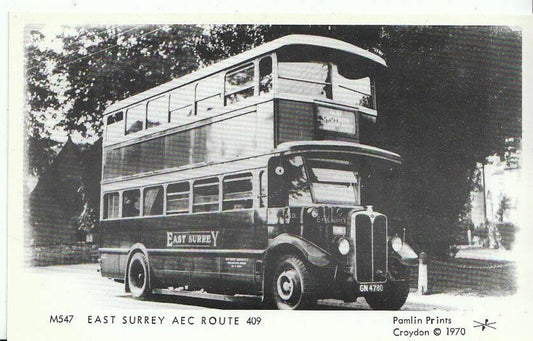 Surrey Postcard: East Surrey AEC Route 409 Bus Vintage Transport W582