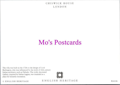 London Postcard - Chiswick House, The Villa, Built 1720's - RR21373