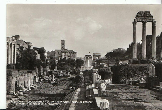 Italy Postcard - Roma, Foro Romano, La Via Sacra Con I Templi di Castore AB521