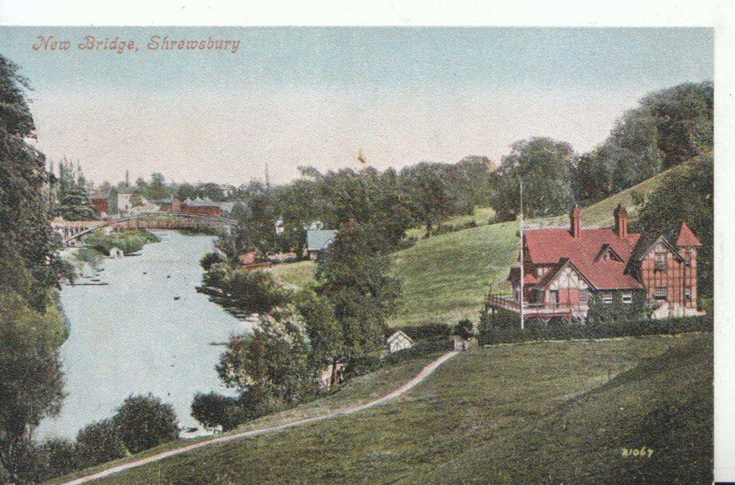 Shropshire Postcard: River Severn Shrewsbury, Boat House Quarry Park  9960A