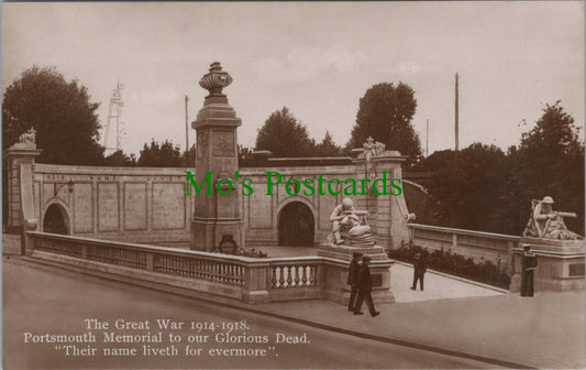 Hampshire Postcard - Portsmouth, The Great War 1914-1918 Memorial RS29663