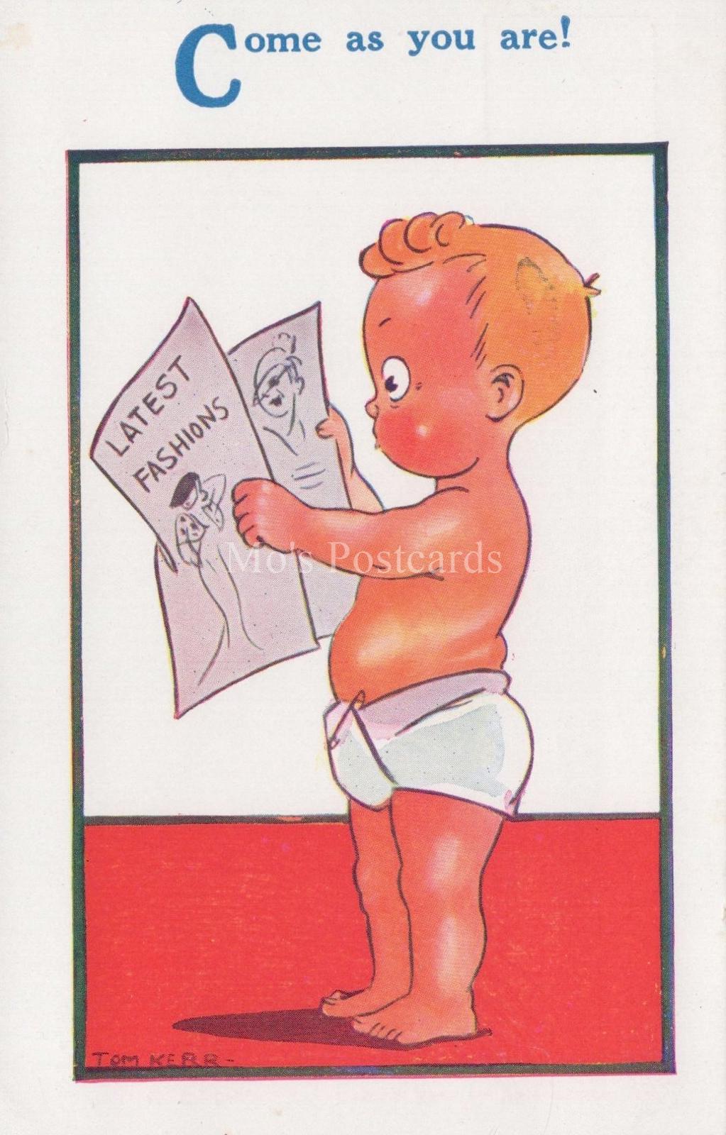 Comic Postcard - Children, Child Wearing a Nappy, Latest Fashions XT122