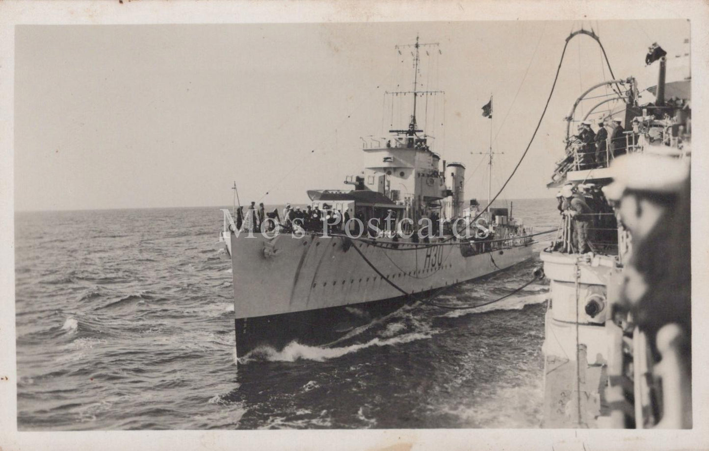 Naval History Postcard - HMS Beagle, British B-Class Destroyer Refueling  XT64