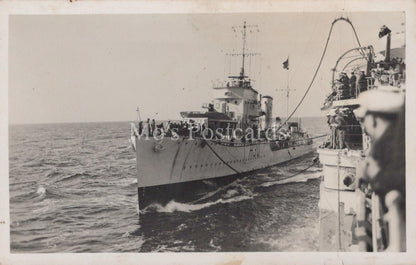 Naval History Postcard - HMS Beagle, British B-Class Destroyer Refueling  XT64