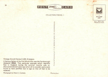 Military Aviation Postcard - SE5A Fighter Aeroplane  RR9840