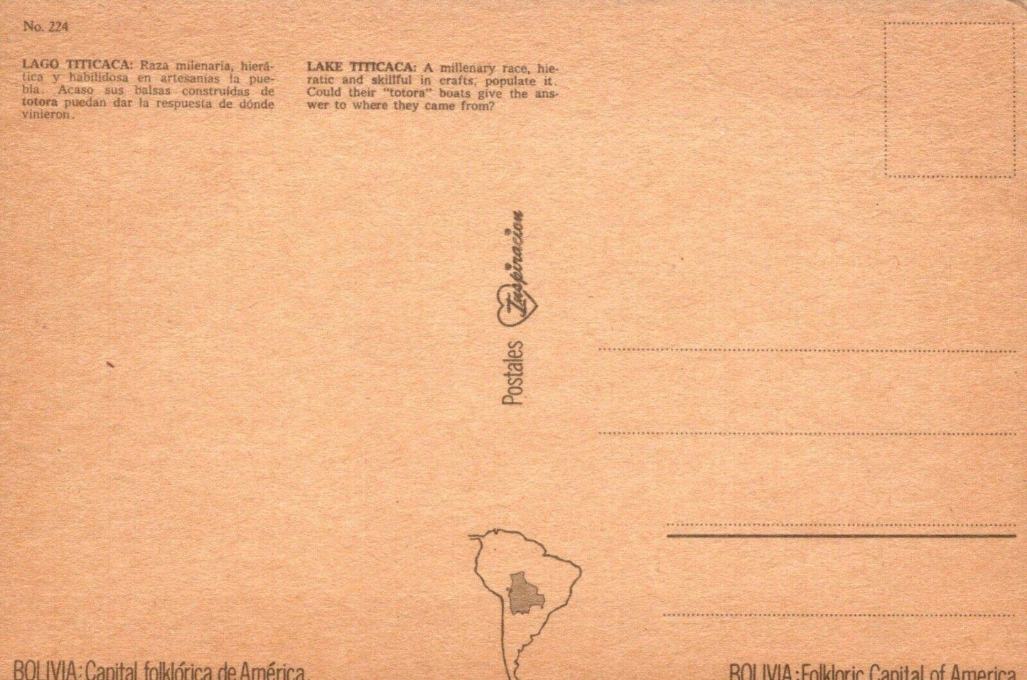 Bolivia Postcard - Views of Lake Titicaca RRR14