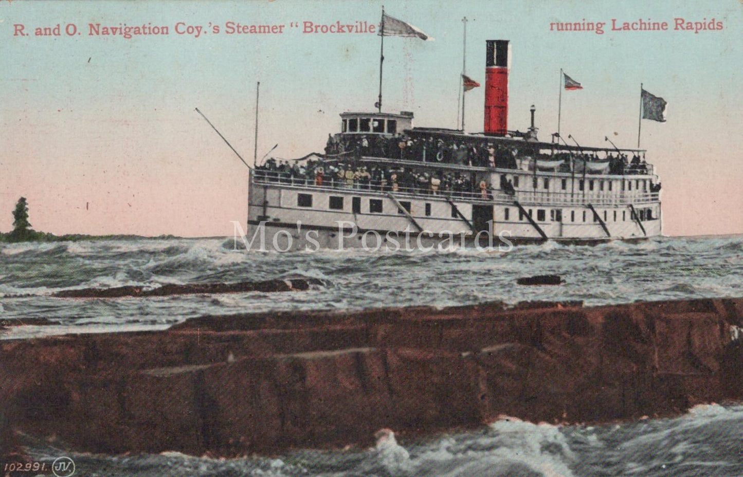 Shipping Postcard -R. & O. Navigation Co Steamer Brockville, Lachine Rapids XT83