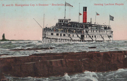 Shipping Postcard -R. & O. Navigation Co Steamer Brockville, Lachine Rapids XT83
