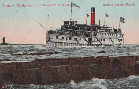 Shipping Postcard -R. & O. Navigation Co Steamer Brockville, Lachine Rapids XT83