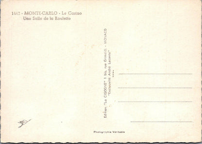 Monaco Postcard - Monte Carlo - Le Casino Une Salle De La Roulette  RRR1443