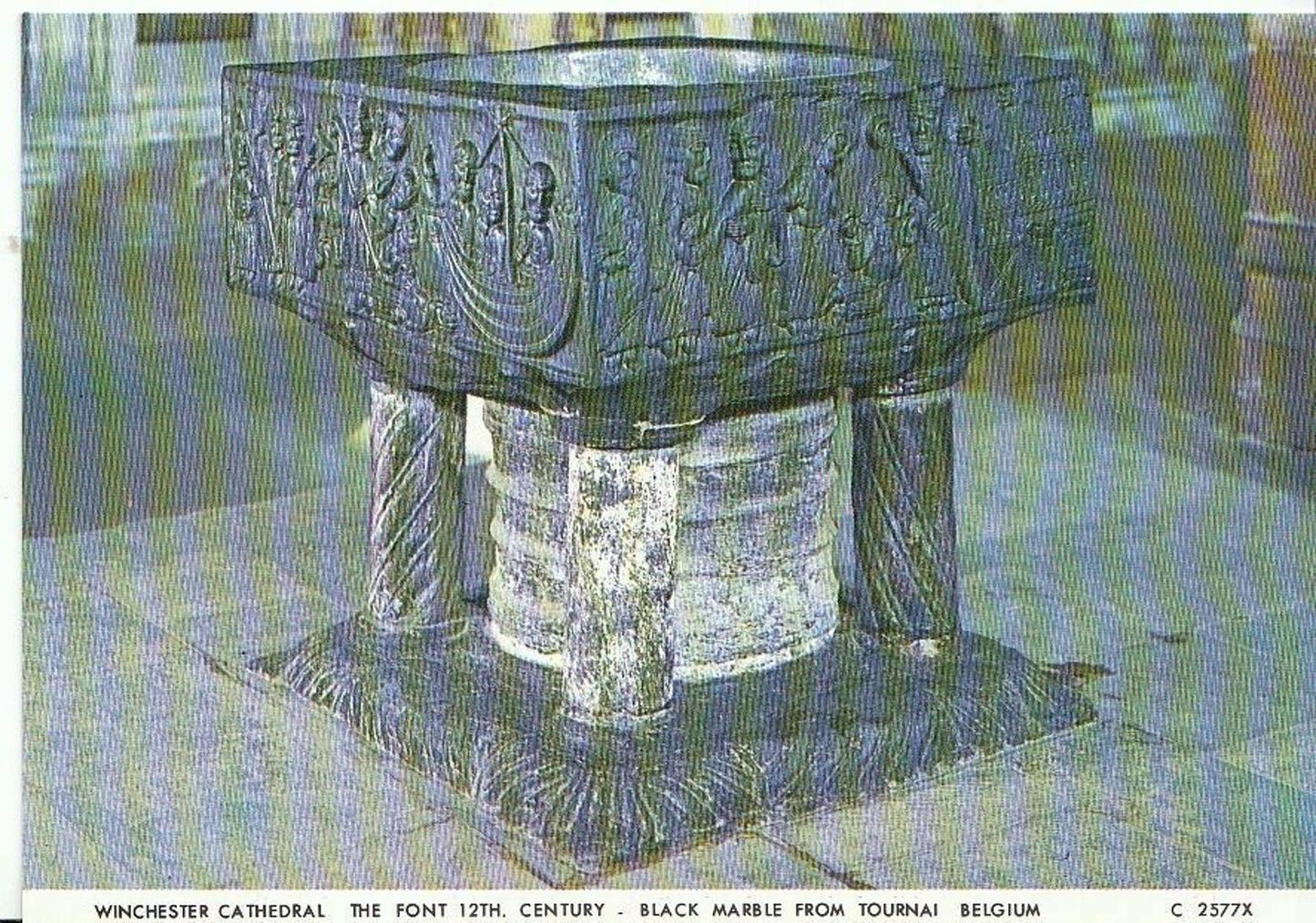 Hampshire Postcard - Winchester Cathedral, The Font 12th Century, Marble AB234