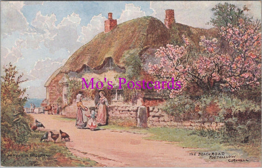 Cornwall Postcard - Porthallow, The Beach Road. Artist Arthur.W.Bridgeman HM494