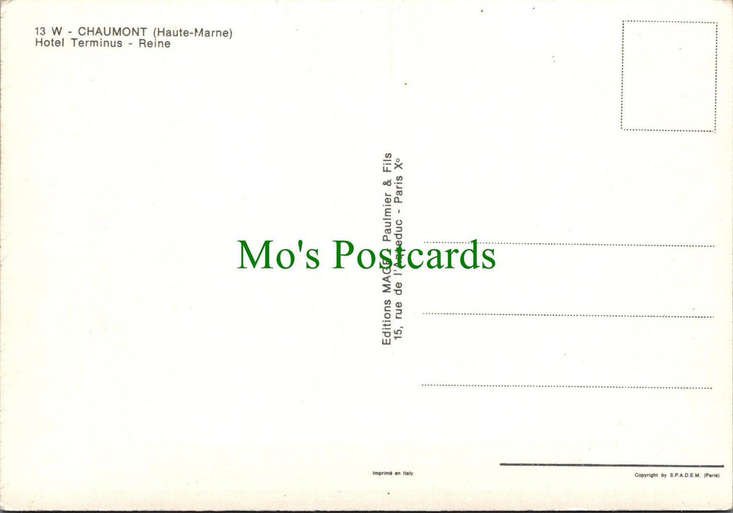 France Postcard - Chaumont (Haute-Marne), Hotel Terminus - Reine RRR1323