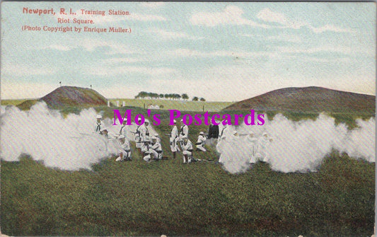 Military Postcard - Newport Rhode Island Training Station, Riot Square HM121