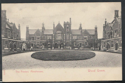 London Postcard - The Printers' Almshouses, Wood Green     RS9999