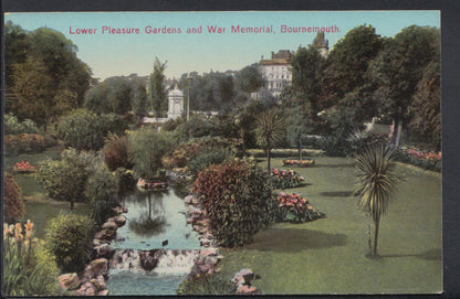 Dorset Postcard - Lower Pleasure Gardens & War Memorial, Bournemouth   RS7585